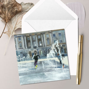 Children Playing near Somerset House in London - Greeting card