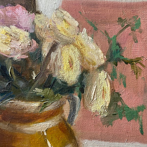 Buttercups in a Stripy Vase