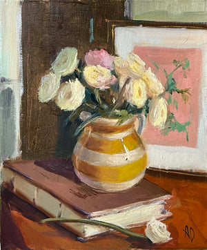 Buttercups in a Stripy Vase