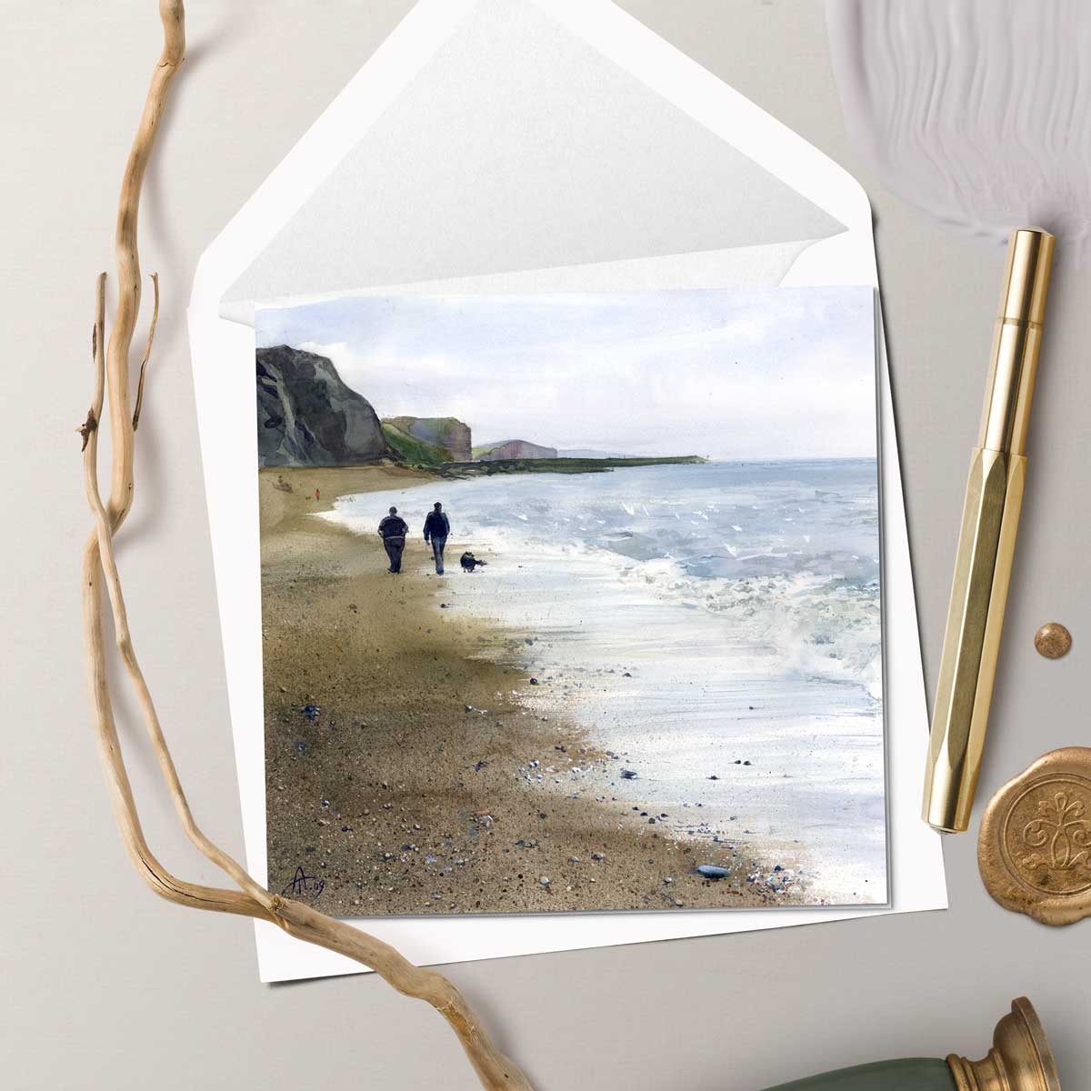 Dog Walking in Dorset - Greeting card