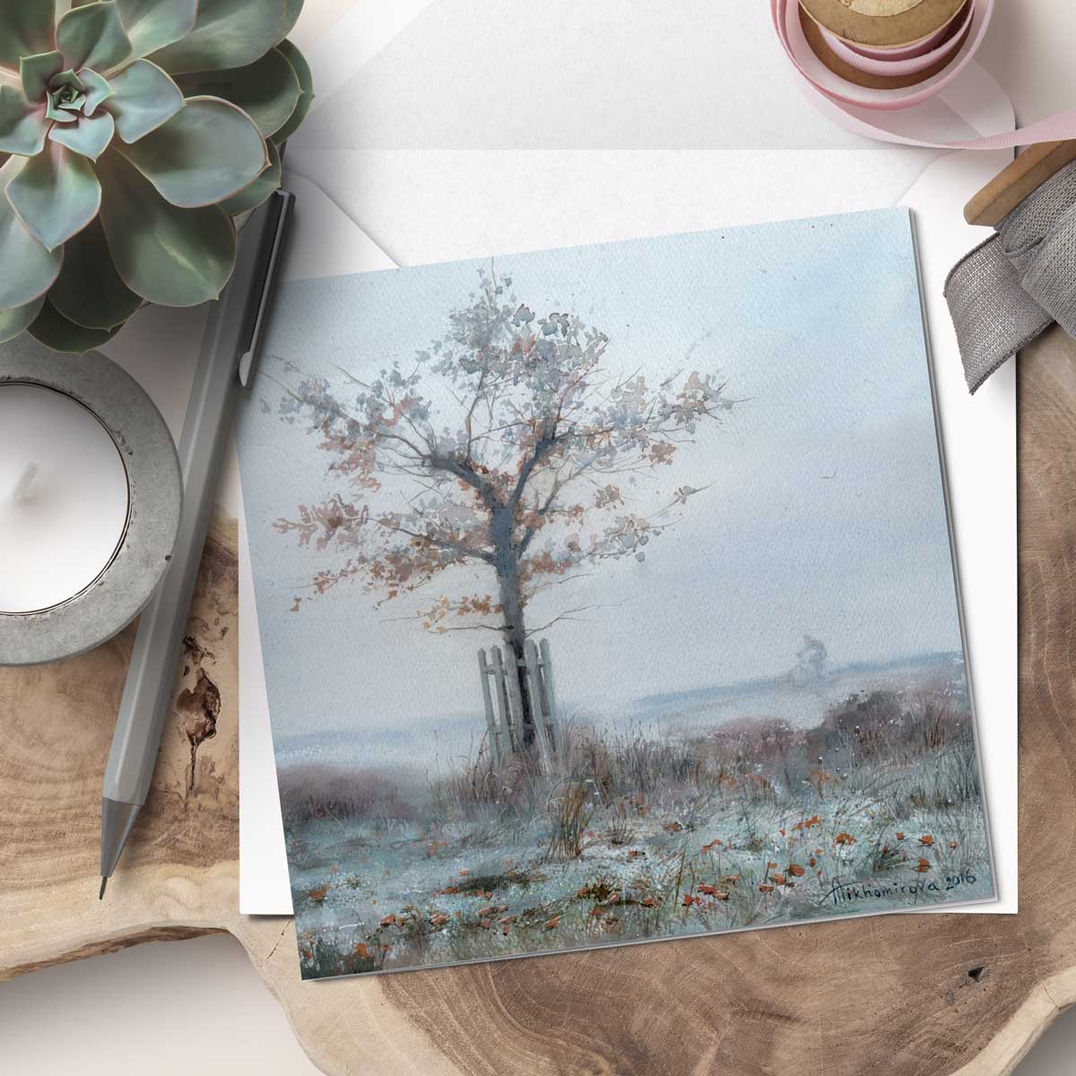 Frosty Dawn in Richmond Park - Greeting card