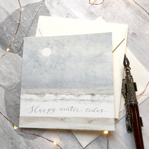 Sleepy Winter Tides - handmade watercolour greeting card