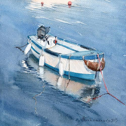 Boat in the Mirror Waters - Sold, but can be repeated for you
