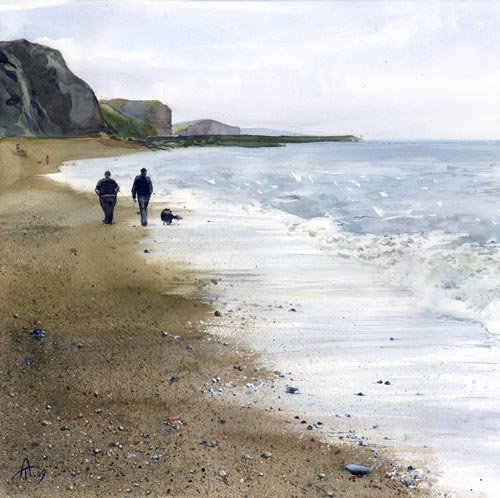 Dog Walking by the Silver Waves