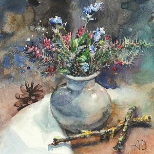 Heather and Forget-Me-Not Still Life