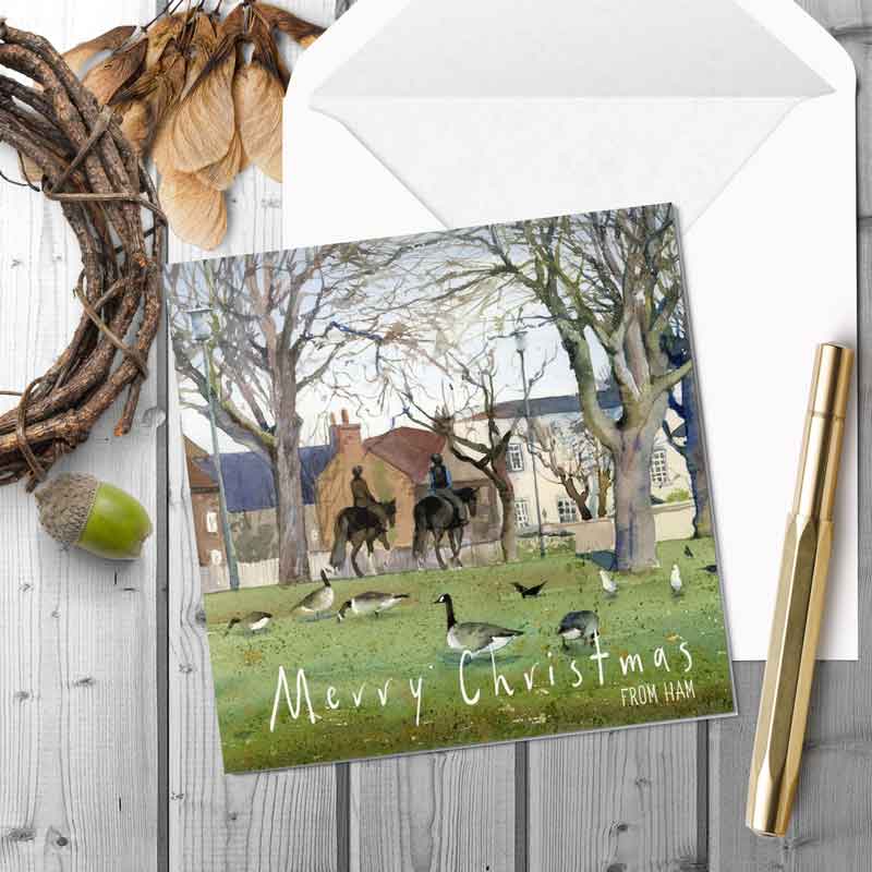 Morning Ride through Ham Common - Christmas Greeting card