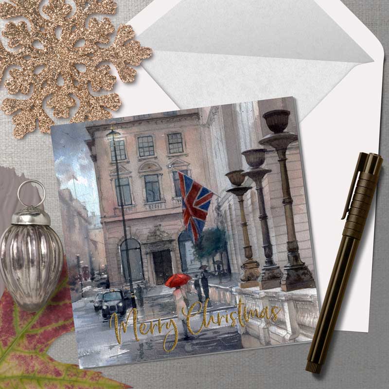 Rainy Evening on Pall Mall - Christmas Greeting card