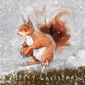 Squirrel in the Snow - Christmas Greeting card