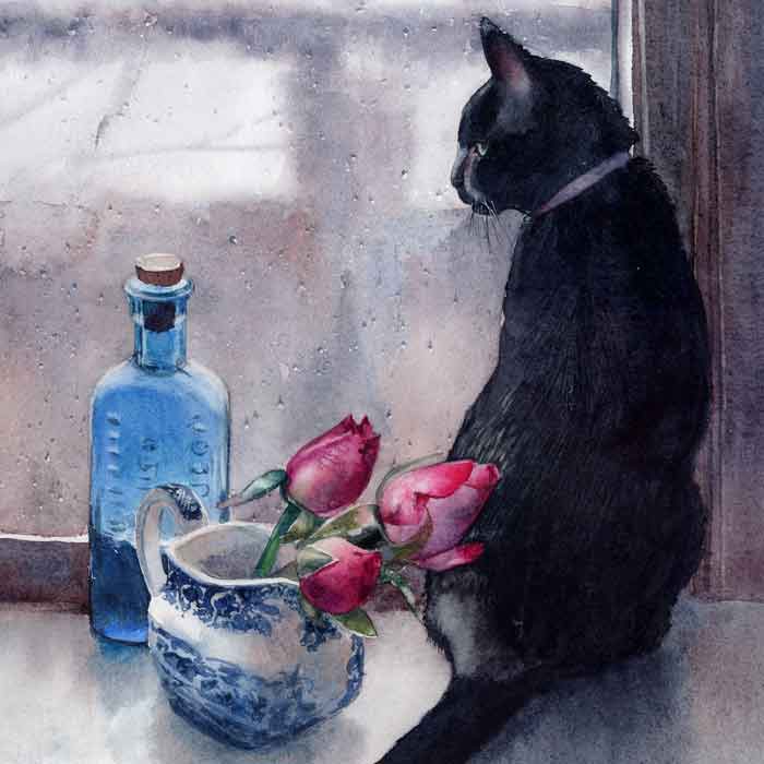 Watching the Rain - artist digital print