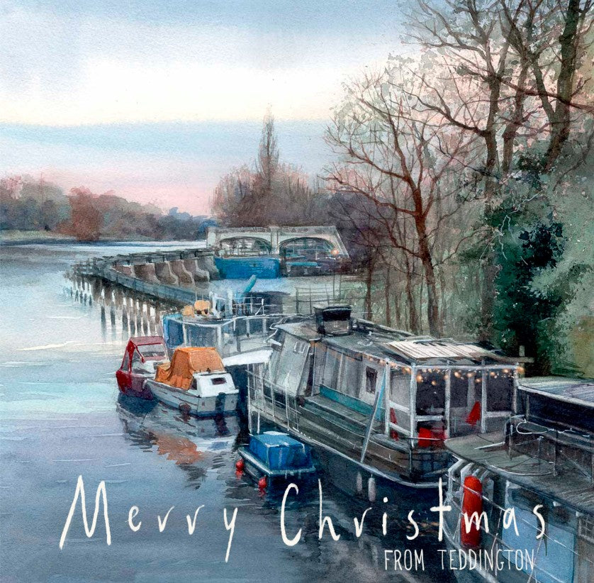 Winter at Teddington Lock - Christmas Greeting Card