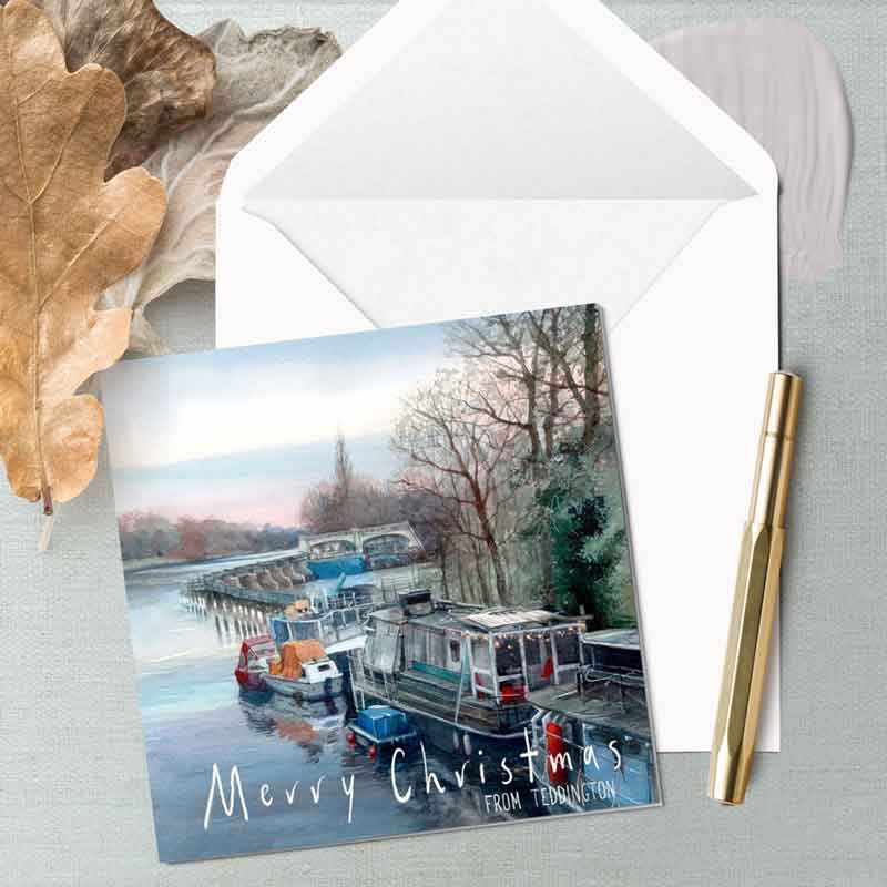 Winter at Teddington Lock - Christmas Greeting Card